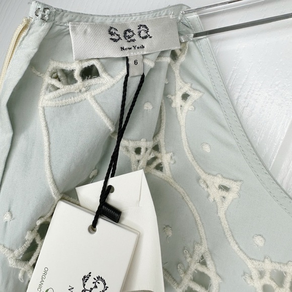 NWT SEA NY Blaire Shell-Embellished Broderie Anglaise Cotton Midi Dress Size 6 - Picture 6 of 9